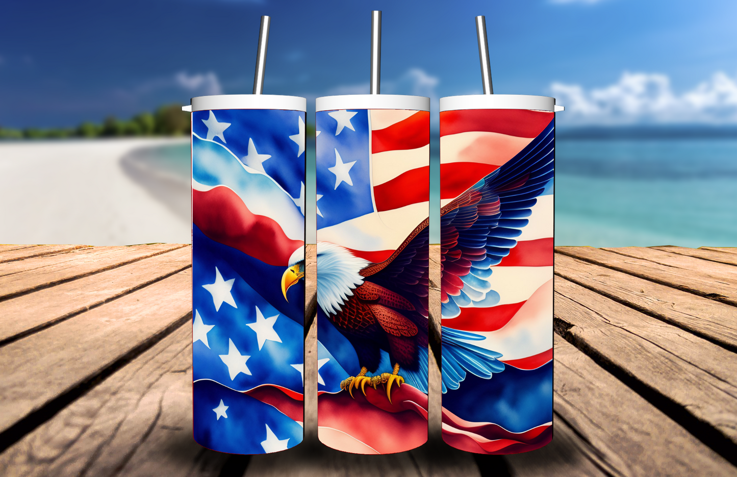 4th of July- Patriotic Eagle With American Flag Tumbler
