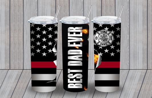 Best Dad Ever Firefighter Tumbler