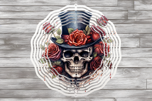 Floral Skull Wind Spinner