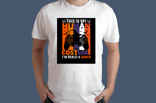 Halloween "This Is My Human Costume, I'm Really A Gamer" T-Shirt