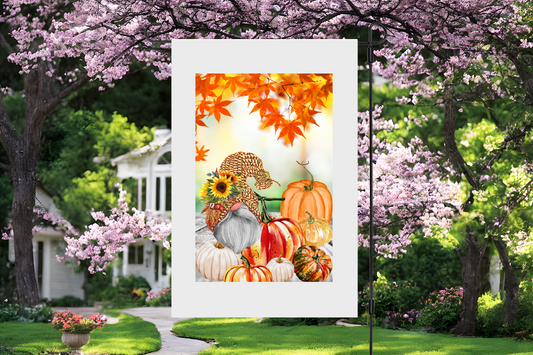 Autumn Gnome with Pumpkins Garden Flag