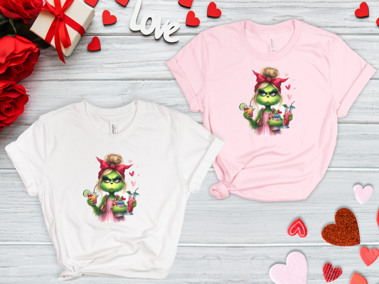 Valentine Green Girl With Headband & Cocktails Shirt