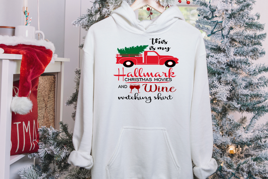 This Is My Hallmark Christmas Movies And Wine Watching Shirt Hoodie