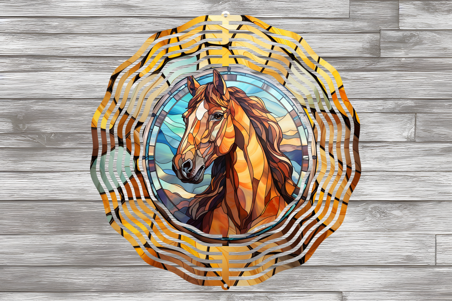 Stain Glass Horses Wind Spinner