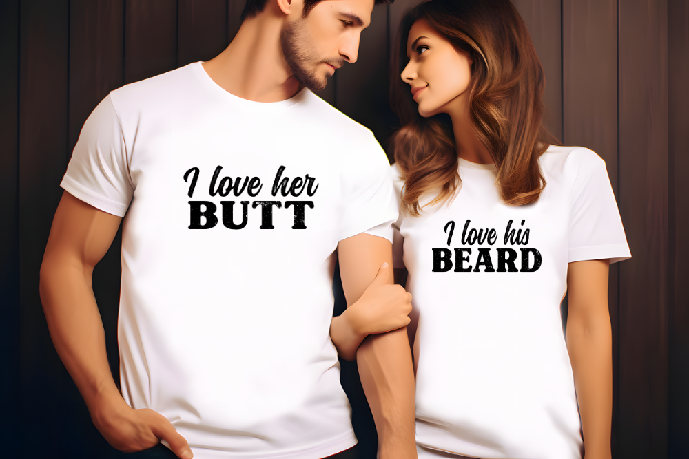 I Love Her Butt/ I Love His Beard Couples Shirt