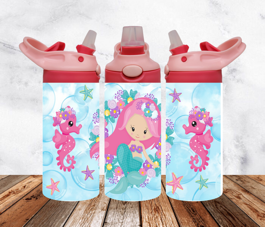 Mermaid & Sea Horses Flip Top Tumbler