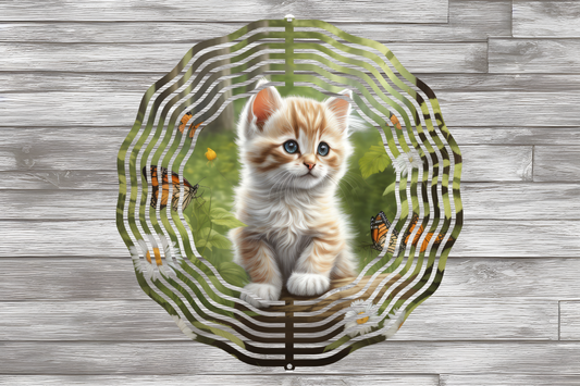 Cat Spring Flowers Wind Spinners