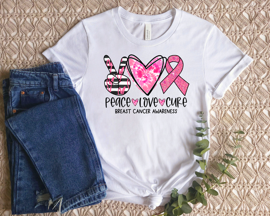 Peace Love Cure Breast Cancer T-Shirt