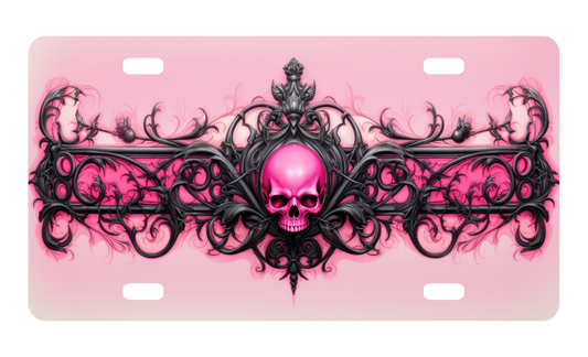 Pink Skull License Plate