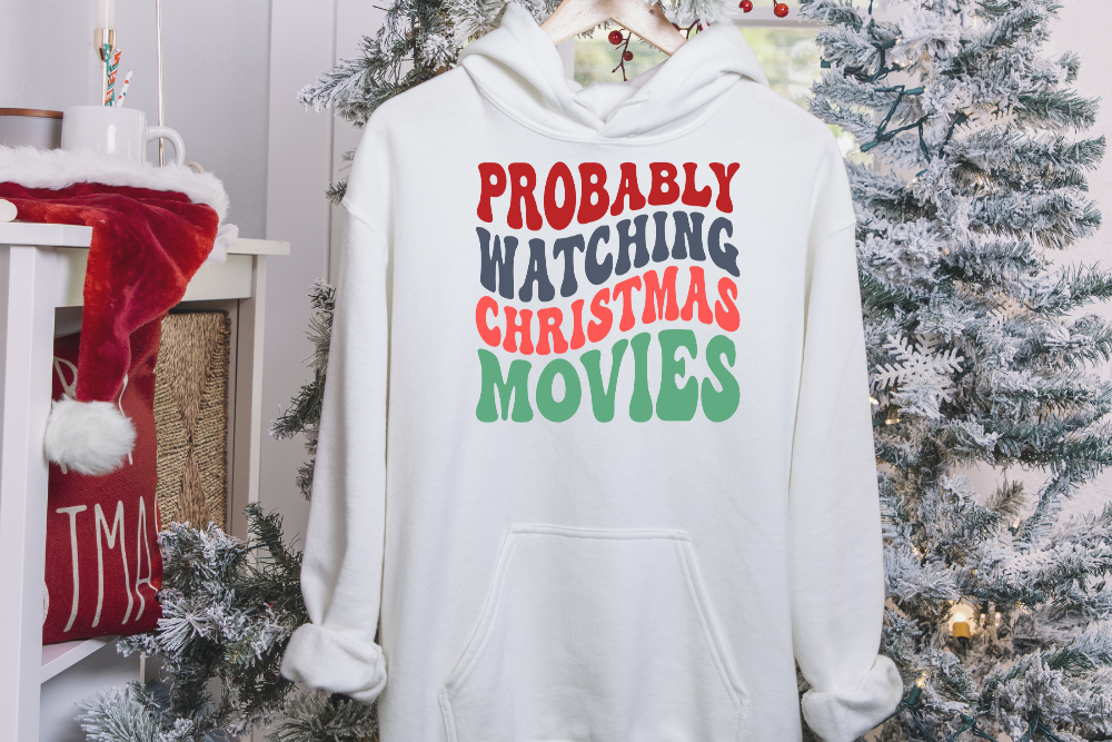 Retro Probably Watching Christmas Movies Hoodies