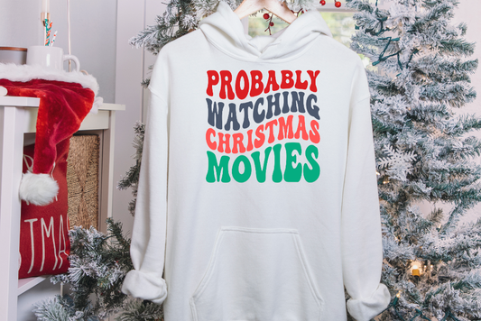 Retro Probably Watching Christmas Movies Hoodies