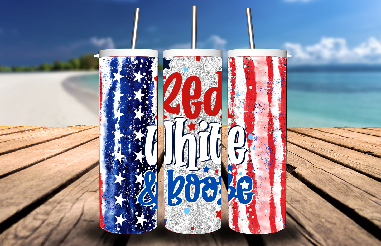4th of July- Patriotic Red White Booze Tumbler