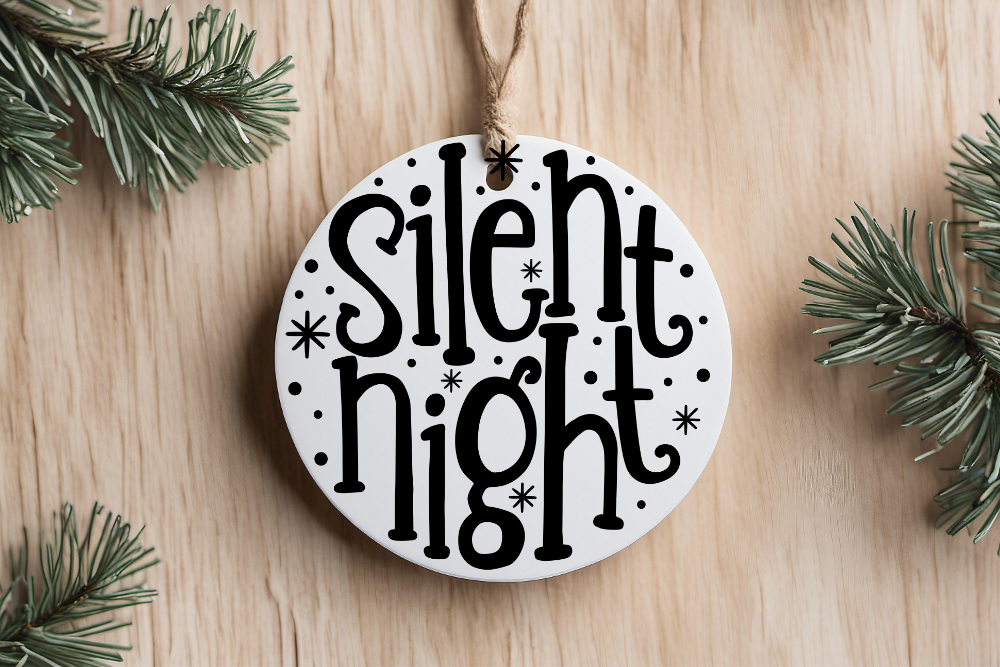 Traditional Christmas Sayings- Black & White Ornaments