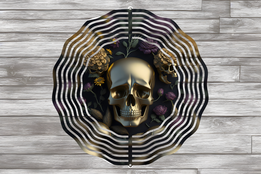 Gold Skull Wind Spinner