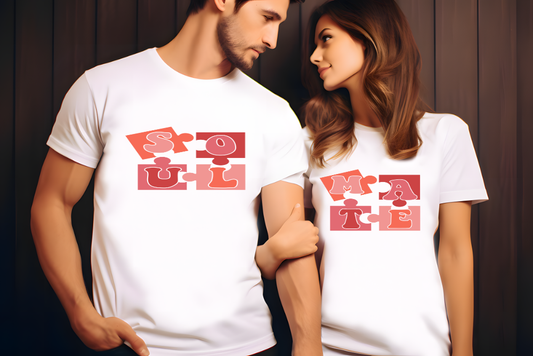 Soul Mate Pink Puzzle Piece Couples Shirt