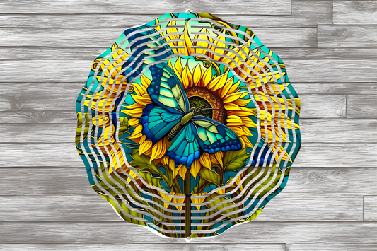 Sunflower Butterfly Wind Spinner