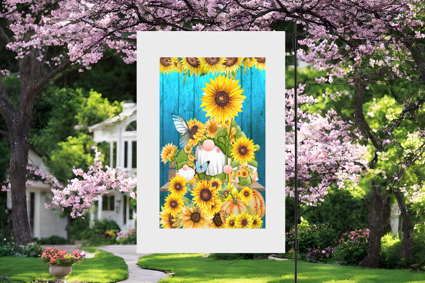 Sunflower Gnome Garden Flag