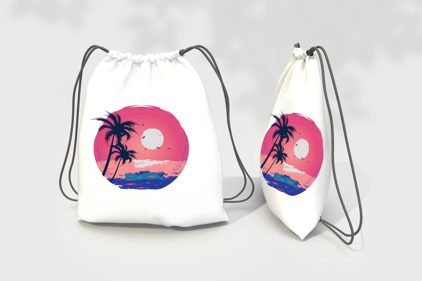 Sunset Palm Trees Over Ocean Backpack Canvas Bag