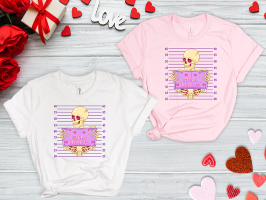 Valentine Skeleton I Steal Hearts Shirt