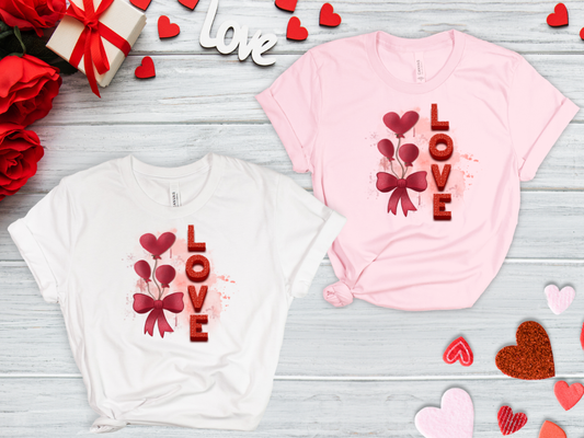 Valentine Love With Ribbon Heart Balloons Shirt