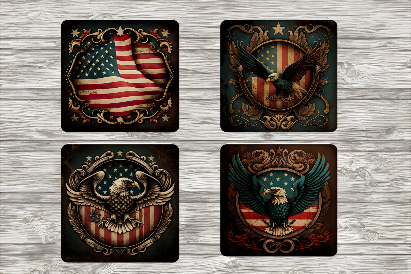 Vintage Patriotic/American Eagle Coasters