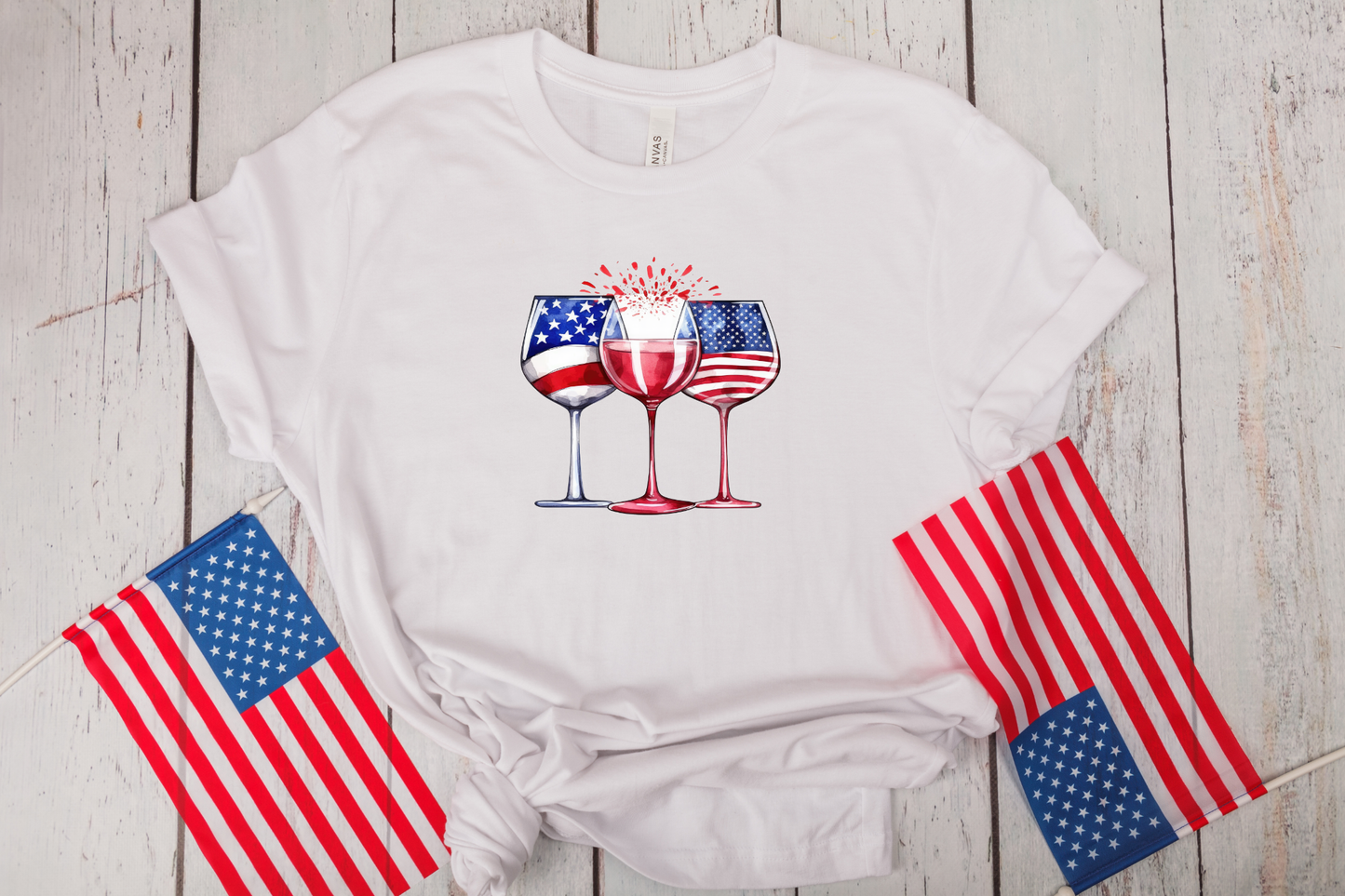 4th of July- Patriotic Wine Glasses T-Shirt