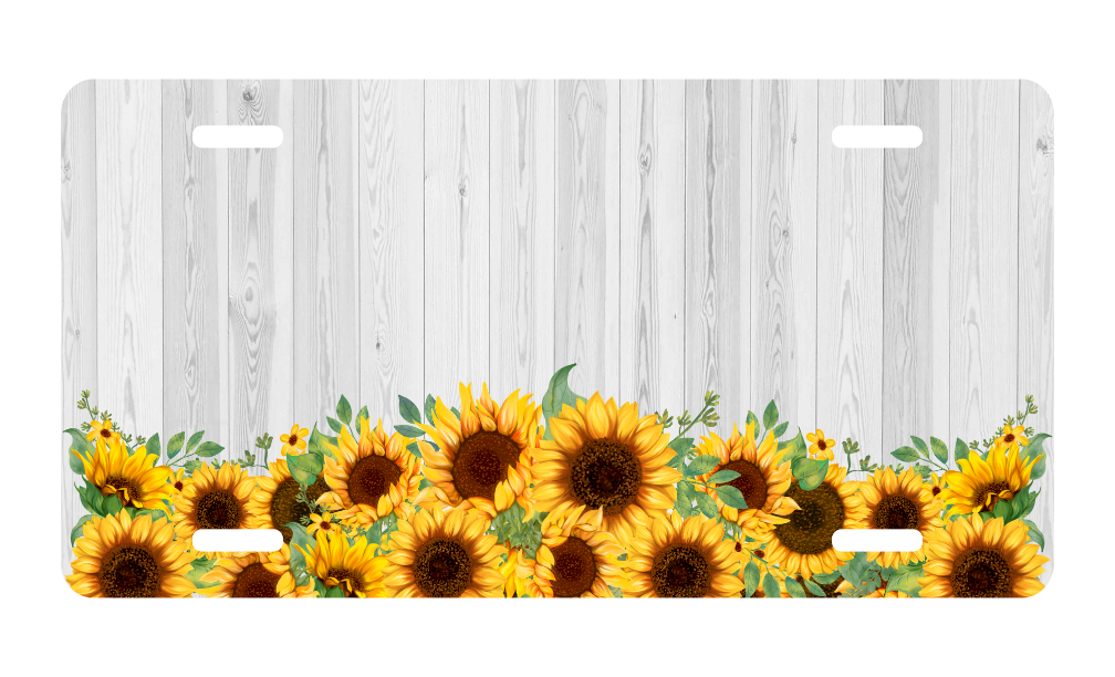 Wood Sunflower License Plate