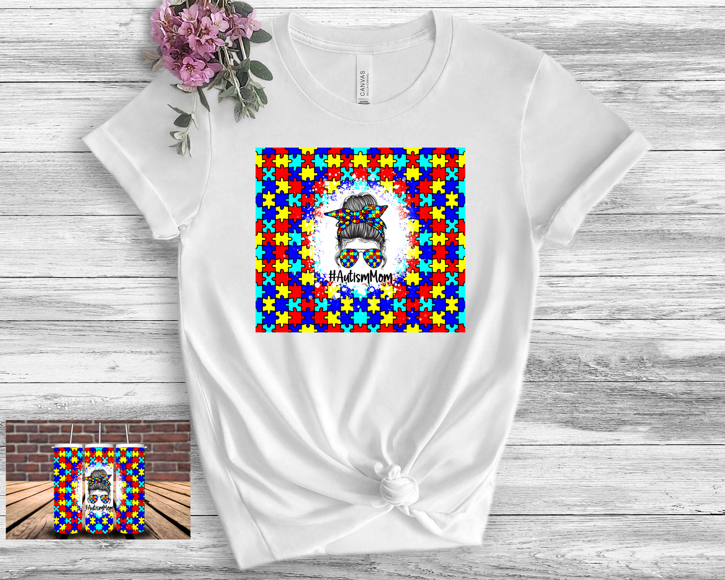 Autism mom T-shirt and 20 oz tumbler set