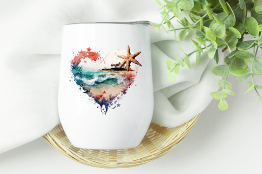 Beach Heart Wine Tumbler