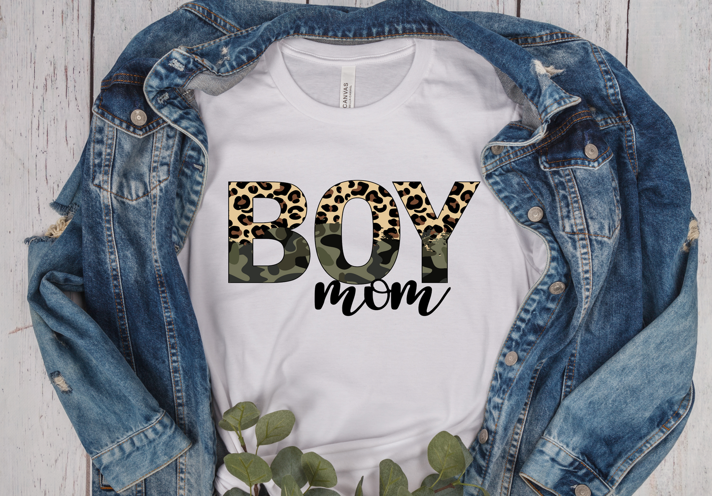 Cheeta/Camo Boy Mom T-Shirt