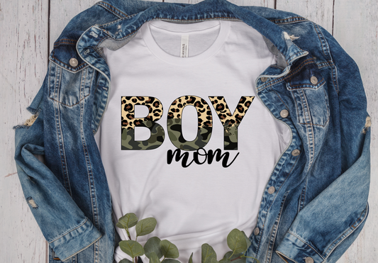 Cheeta/Camo Boy Mom T-Shirt