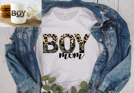 Cheeta/Camo Boy Mom T-Shirt and Mug Set