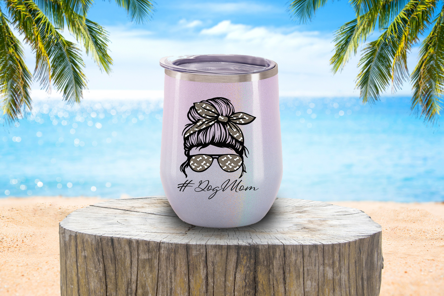 Dog Mom Messy Bun Wine Tumbler