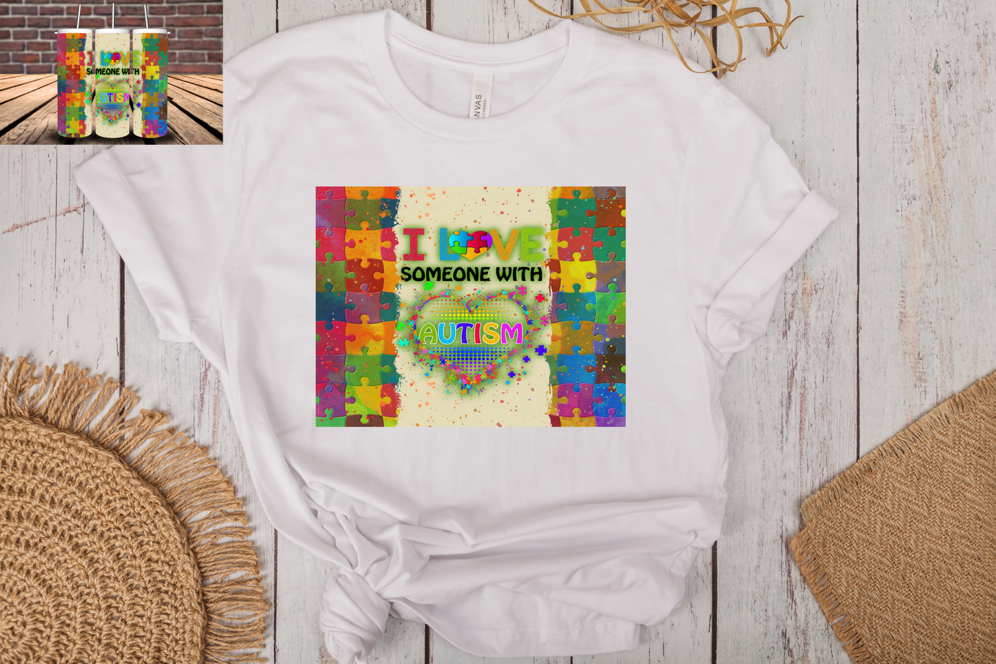 I Love Someone with Autism T-Shirt and Tumbler set