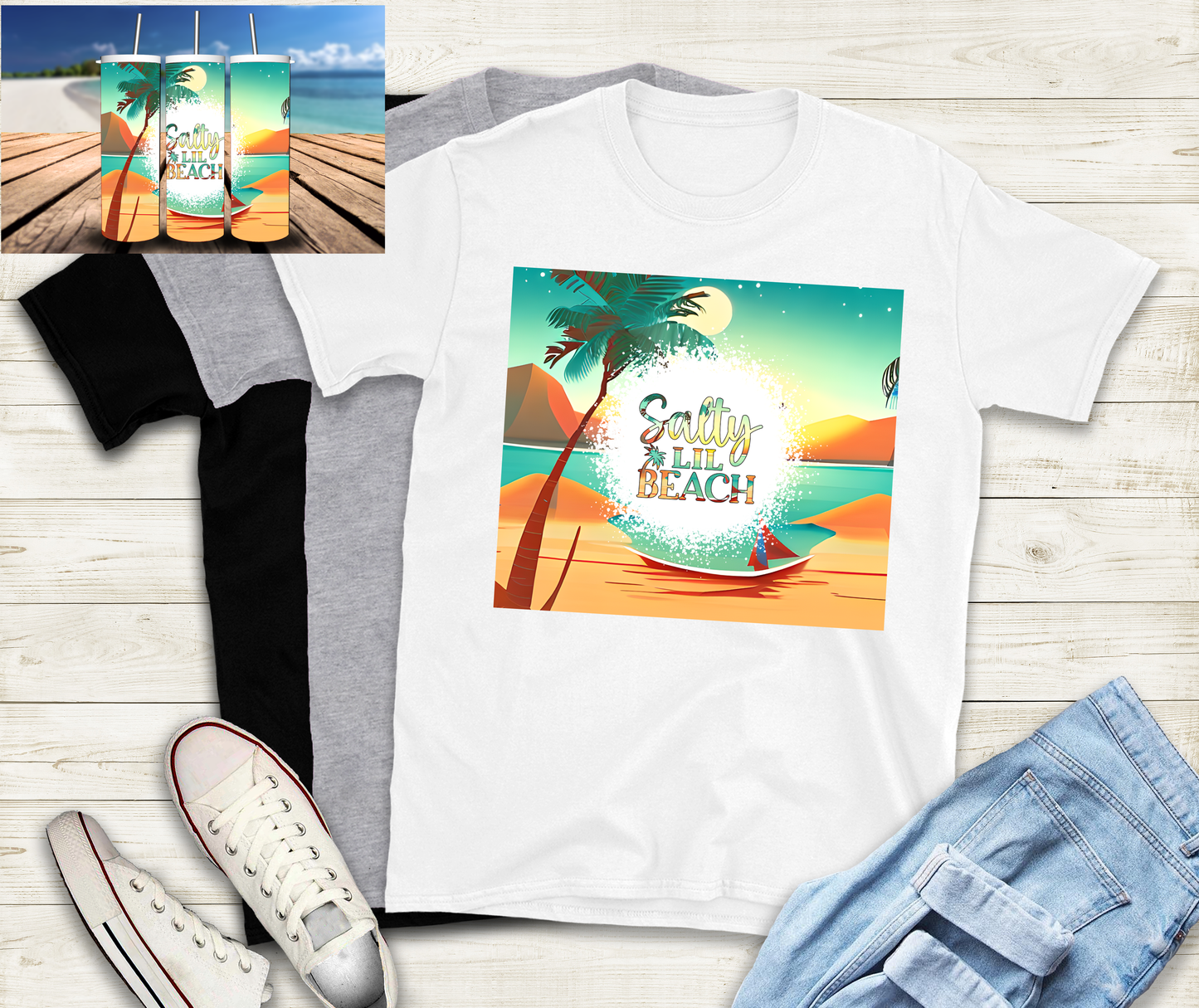 Salty Lil Beach T-Shirt and Tumbler Set