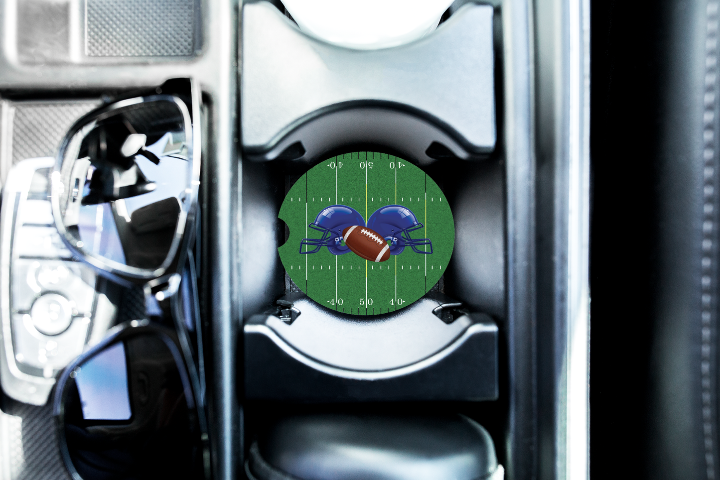 Football Blue Helmet Car Coaster